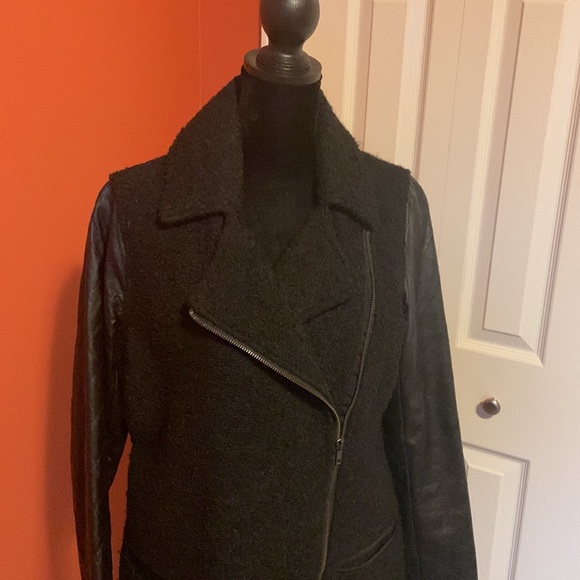 Ruff Hewn multi texture asymmetrical zip midi jacket - Picture 3 of 7